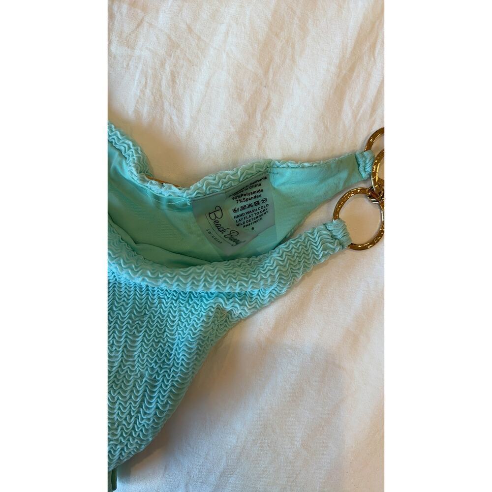 Beach Bunny Blue Gold Textured Bikini S Women’s Swimwear - Picture 3 of 6